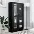 Maili Tall Display Cabinet with 2 Doors - Black, Engineered Wood