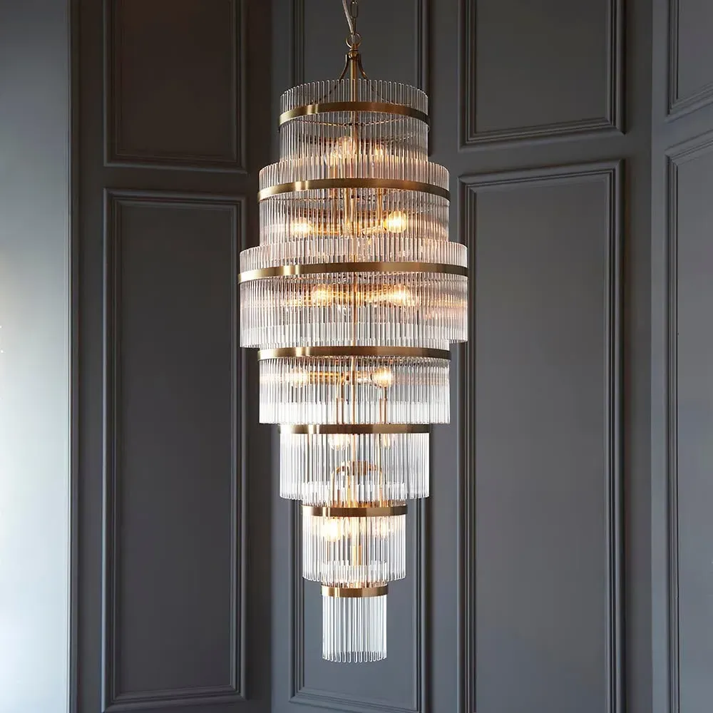 Mainz 21 Light Pendant Ceiling Light - Antique Brass, Glass