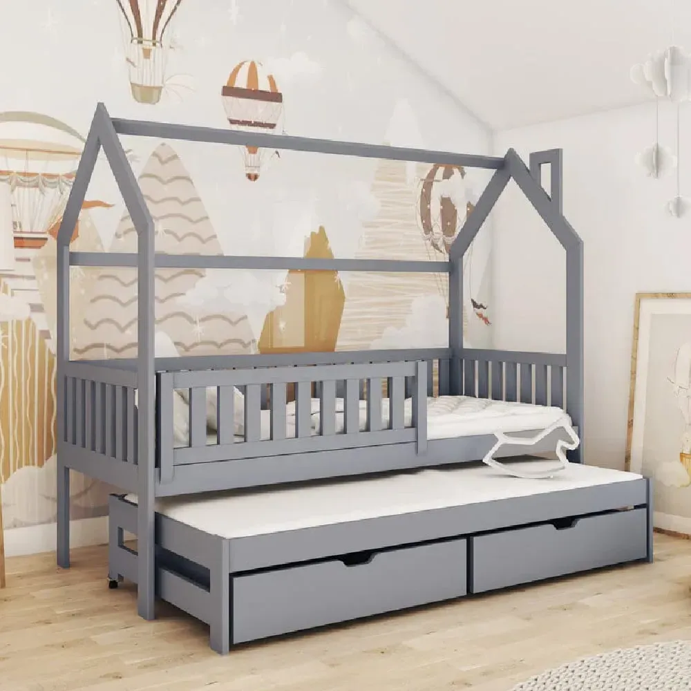 Mainz Day Bed with Trundle and Storage - Grey, Pine