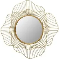 Mainz Flower Design Wall Mirror - Gold, Metal