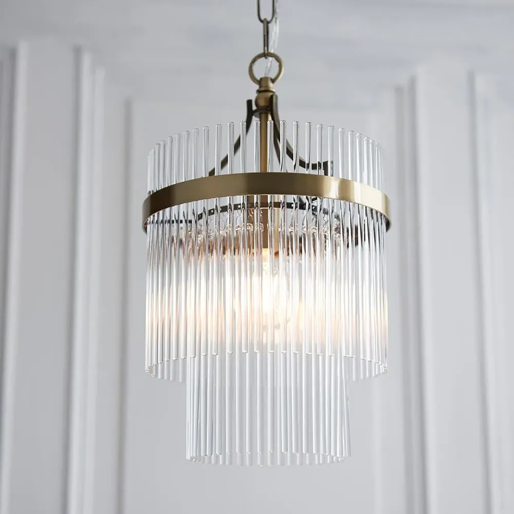 Mainz Single Pendant Ceiling Light - Antique Brass, Glass image