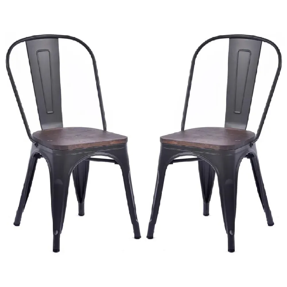 Maire Bar Chairs Set of 2 - Gun Grey, Metal image