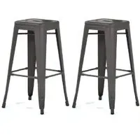Maire Bar Stool (Pair) - Gun Grey, Metal alternate view
