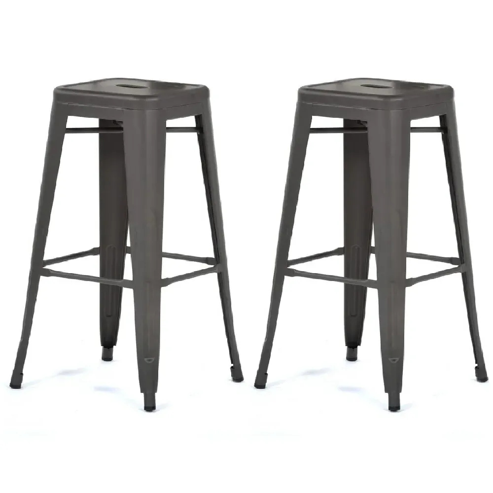 Maire Bar Stool (Pair) - Gun Grey, Metal product