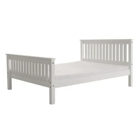 Maire High Foot End Single Bed Frame - White, Pine product