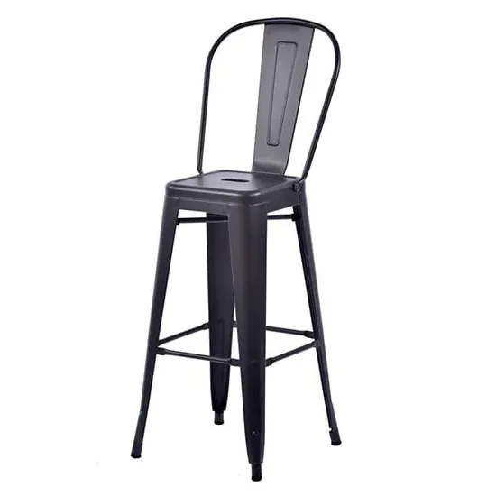 Maire Retro Metal High Bar Chair - Gun Metal Grey