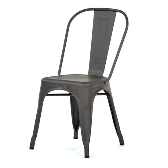 Maire Retro Metal Side Chair - Gun Metal Grey