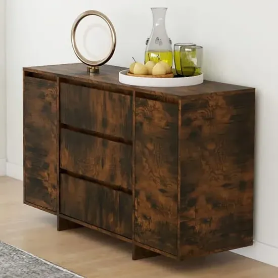Maisa Sideboard with 2 Doors 3 Drawers - Smoked Oak image