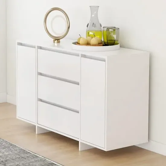 Maisa Sideboard with 2 Doors 3 Drawers - White, Engineered Wood
