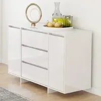 Maisa Sideboard with 2 Doors 3 Drawers - White, High Gloss