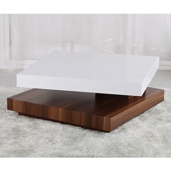 Maita Extendable Coffee Table - White High Gloss, Walnut product
