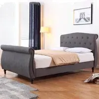 Maizah Double Bed Frame - Dark Grey, Linen