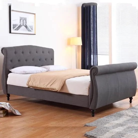 Maizah King Size Bed Frame - Dark Grey, Linen