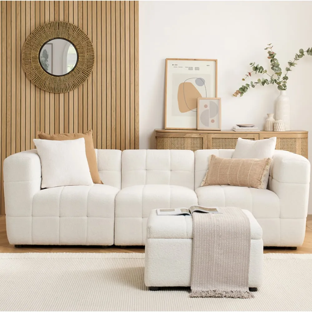 Maize 3-Seater Sofa with Ottoman - White, Fabric image