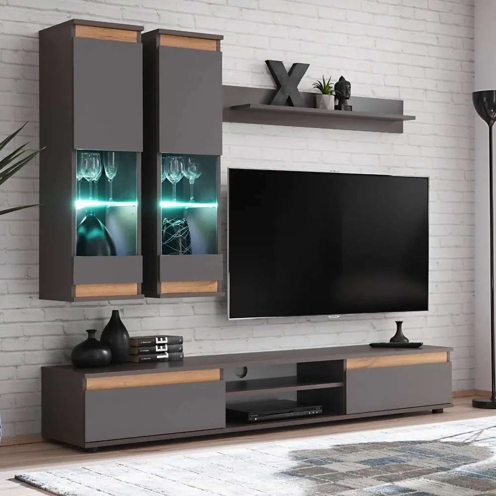 Maize Entertainment Unit with LED - Matt Grey image