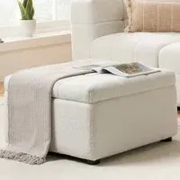 Maize Storage Ottoman - White, Fabric