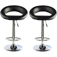 Makamae Bar Stool Pair - Black, PU Leather