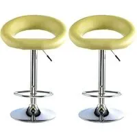 Makamae Bar Stool Pair - Lime, PU Leather