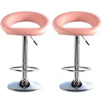 Makamae Bar Stool Pair - Pink, PU Leather