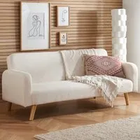 Makawao Fabric Sofa Bed with Oak Legs - White