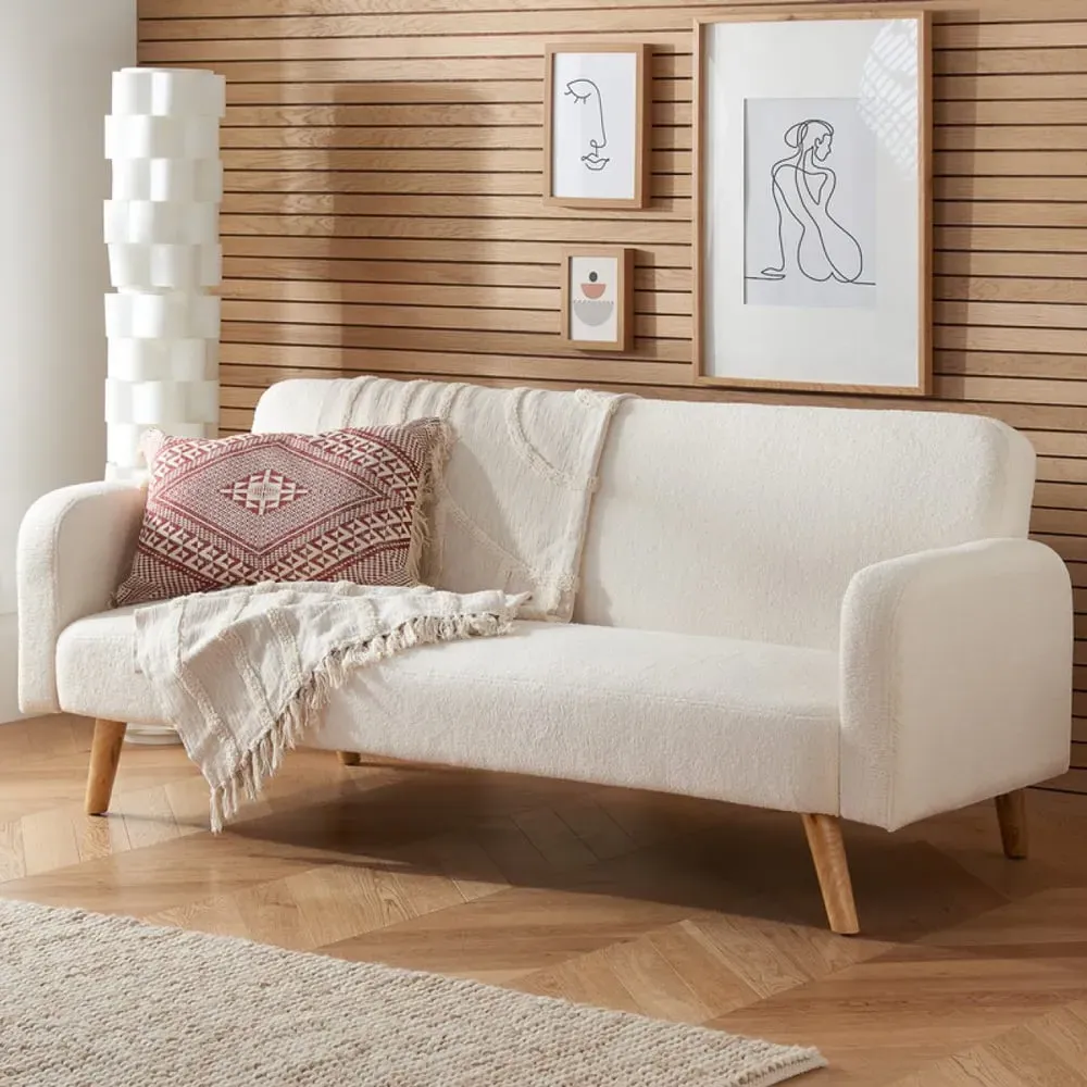Makawao Fabric Sofa Bed with Oak Legs - White