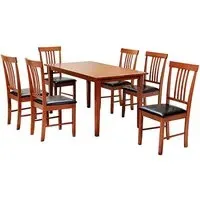 Makimi Wooden Dining Set with 6 Chairs - Mahogany