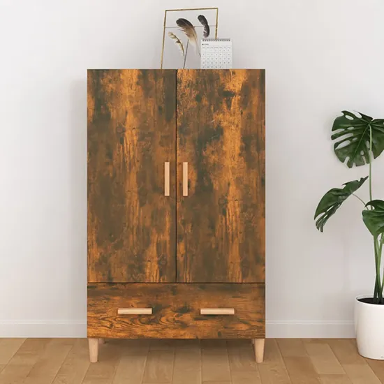 Makula Highboard with 2 Doors & 1 Drawer - Smoked Oak, Engineered Wood product