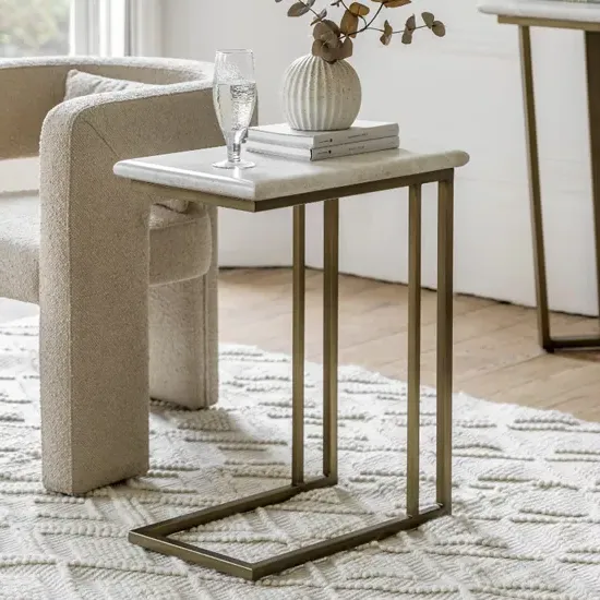 Malang Side Table - Travertine Marble Effect product