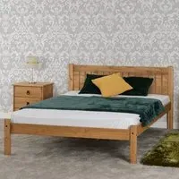Malia Small Double Bed Frame - Distressed Waxed Pine