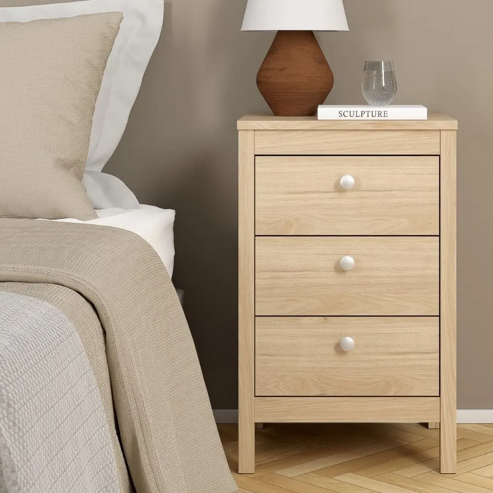 Malibu 3-Drawer Bedside Cabinet - Oak image
