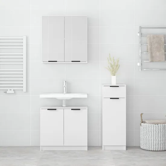 Malibu Bathroom Furniture Set - White, Engineered Wood product