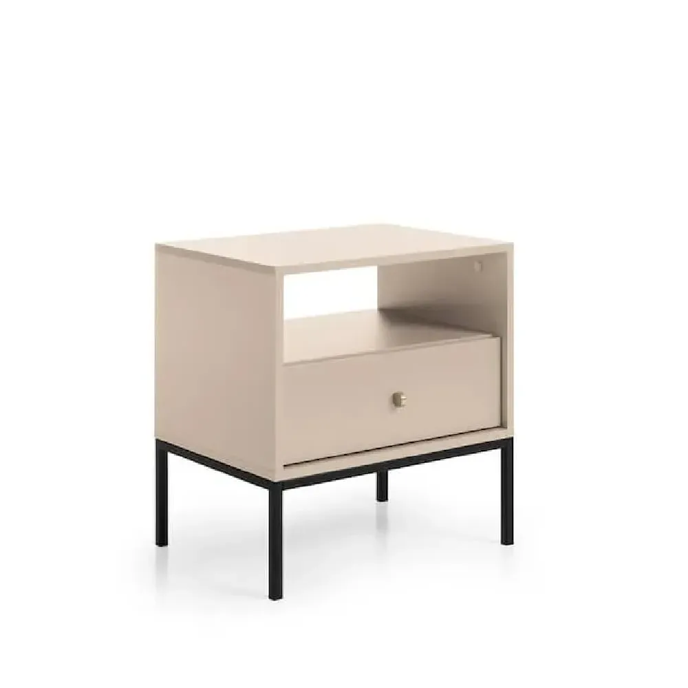Malibu Bedside Cabinet with 1 Drawer - Beige image