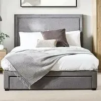 Malibu Double Bed with 4 Drawers - Grey, Fabric