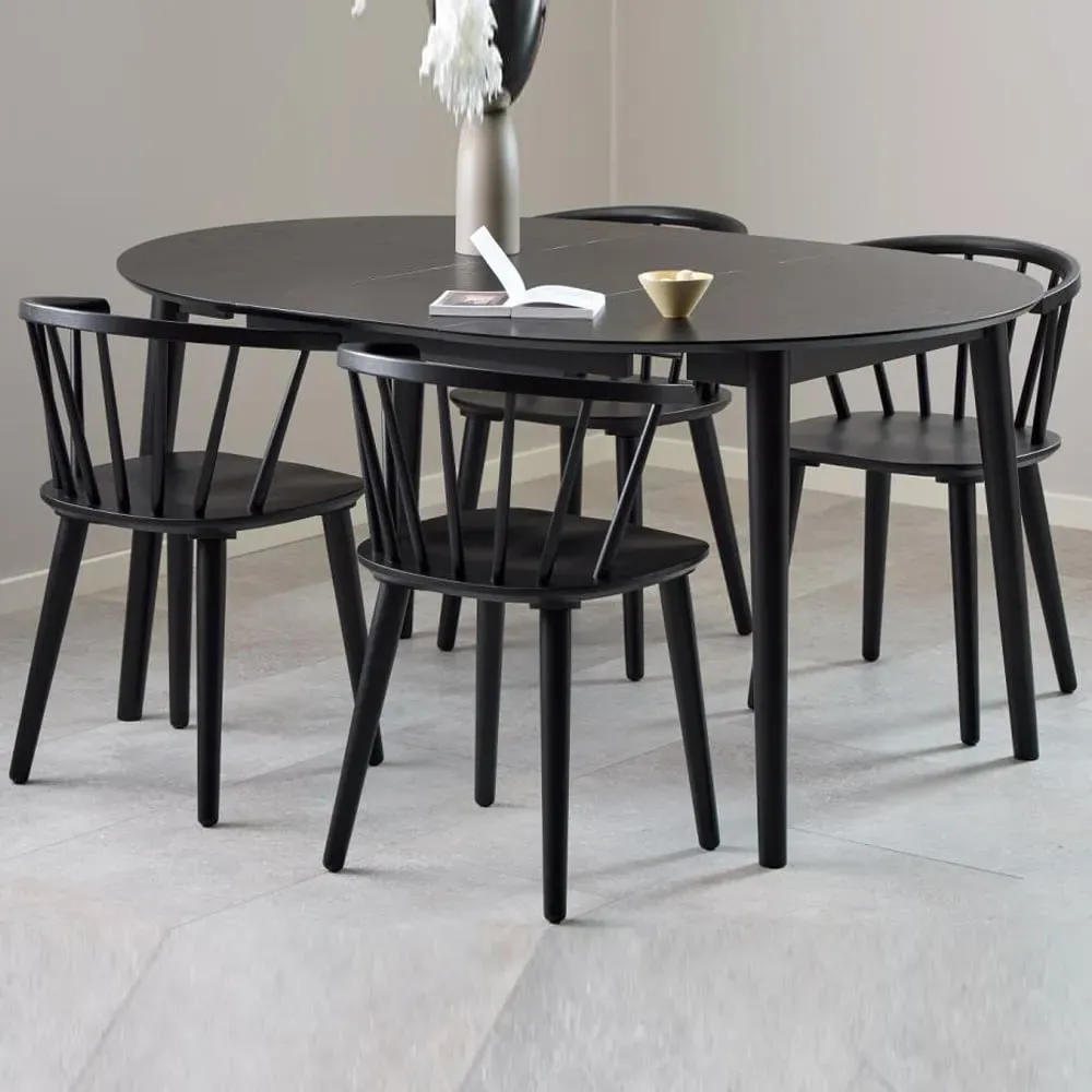 Malibu Extendable Dining Set with 4 Chairs - Black, Wood