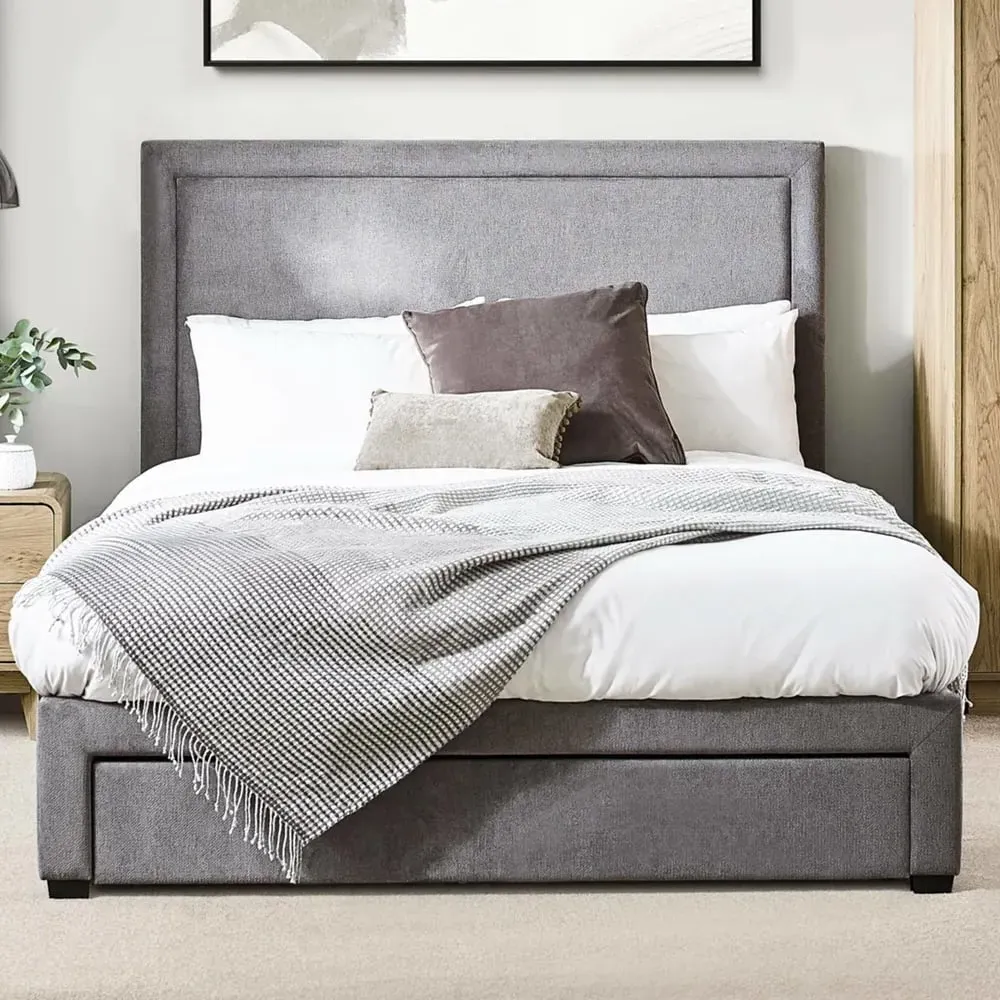 Malibu King Size Bed with 4 Drawers - Grey, Fabric image