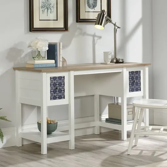 Malibu Laptop Desk - White, Oak image
