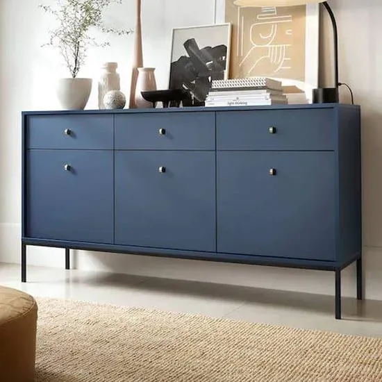Malibu Sideboard with 3 Doors 3 Drawers - Navy