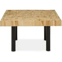 Malign Square Coffee Table with Storage - Natural Teak, Black