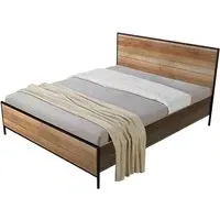 Malila Double Bed with Black Metal Frame - Oak