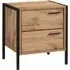 Malila Wooden Bedside Cabinet with Black Metal Frame - Oak