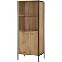 Malila Wooden Bookcase with Black Metal Frame - Oak