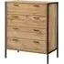 Malila Wooden Chest of 4 Drawers with Black Metal Frame - Oak