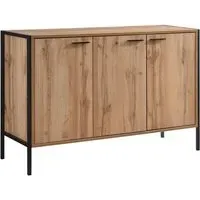 Malila Wooden Shoe Cabinet with Black Metal Frame - Oak