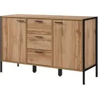Malila Wooden Sideboard with Black Metal Frame - Oak