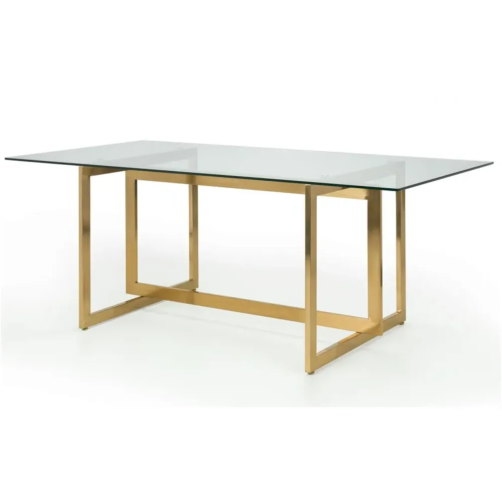 Malina Rectangular Glass Dining Table - Gold
