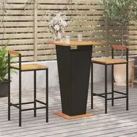 Malka 3-Piece Garden Bar Set - Black, Poly Rattan alternate view