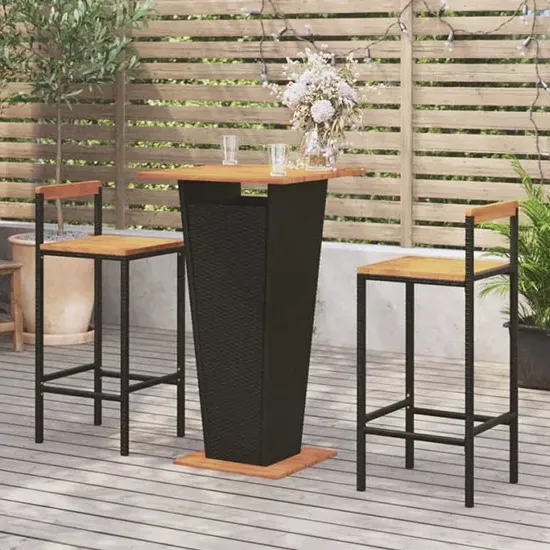 Malka 3-Piece Garden Bar Set - Black, Poly Rattan product