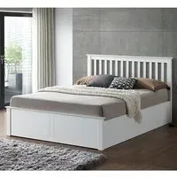 Malmo Small Double Ottoman Bed with Storage - White, Rubberwood