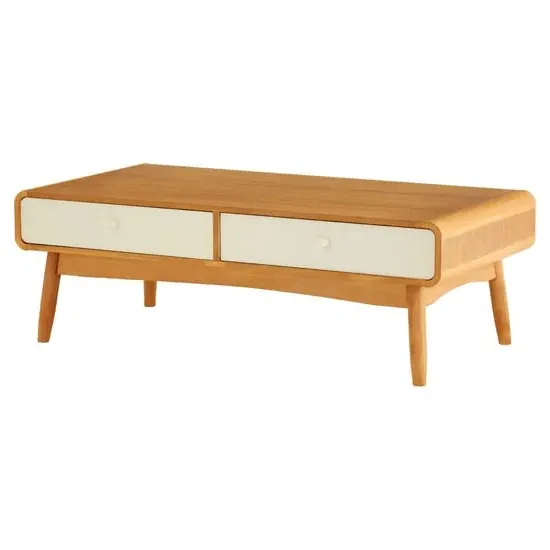 Maloga Coffee Table with 4 Drawers - White, Oak image
