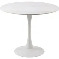 Malone Round Dining Table - White, Ceramic